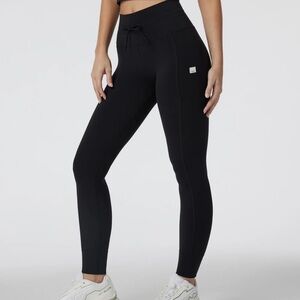 Vuori Women's Daily Pocket Legging in Black Soft Stretch Drawstring Waist